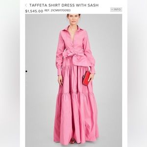 CH Carolina Herrera Pink Taffeta Shirtdress with Sash